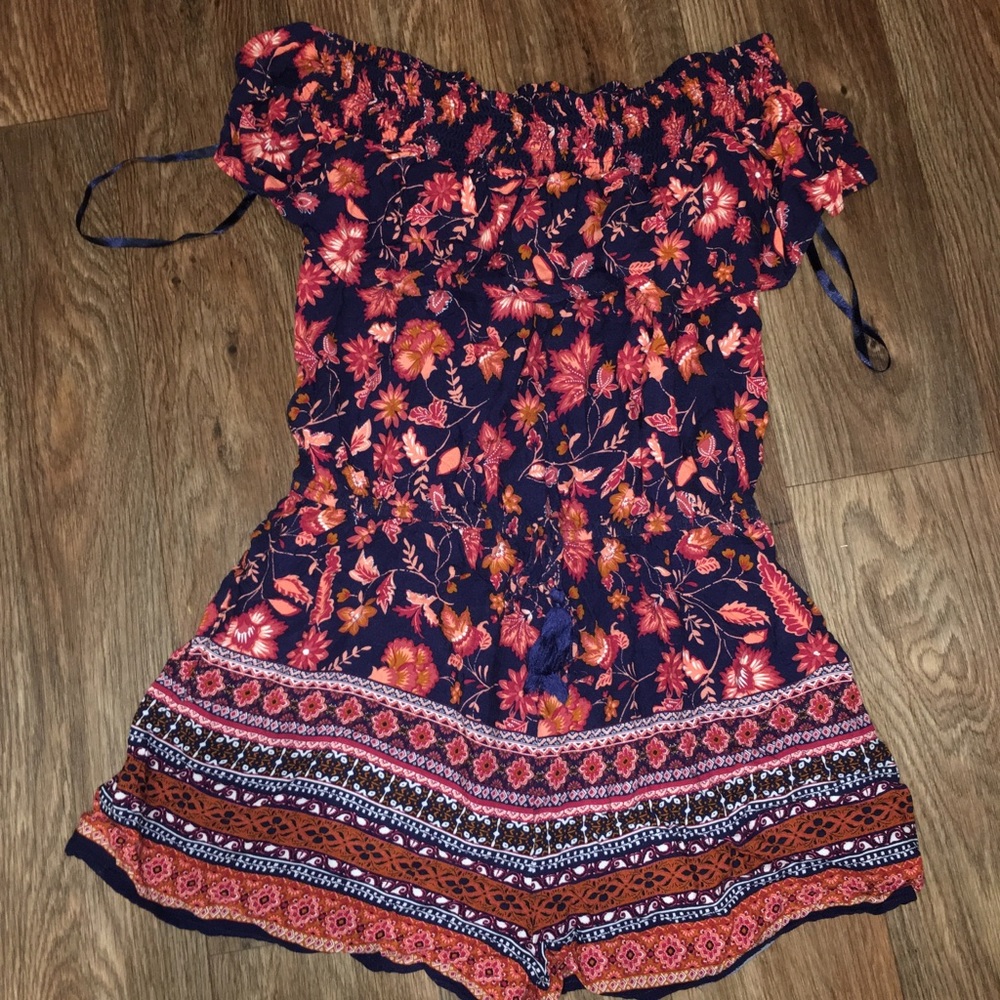 Blue and Pink Flowery Romper